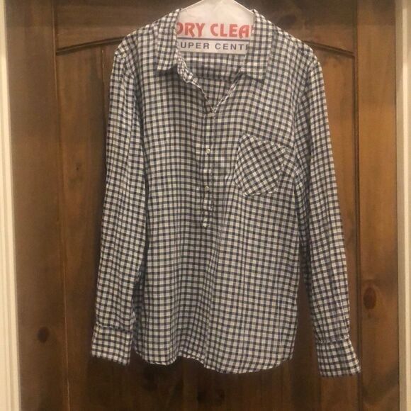 Merona black white plaid shirt plus size - Picture 1 of 3